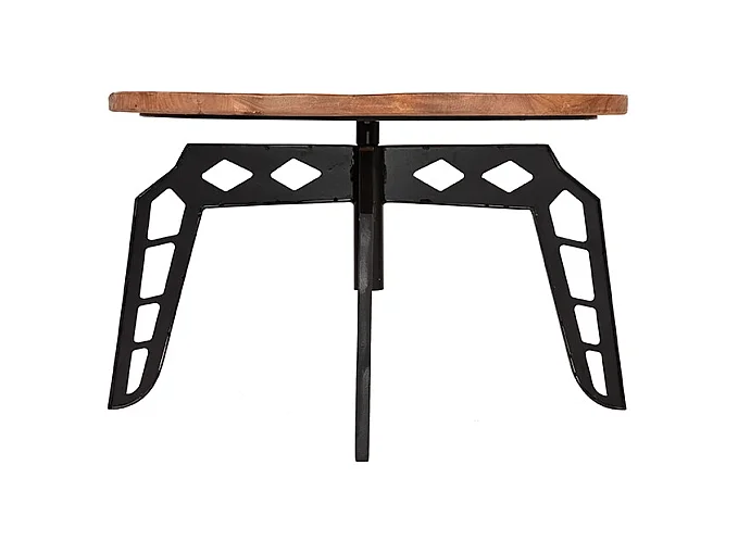 Table basse Pebble - Brut - Bois de manguier - Ronde - 80 cm