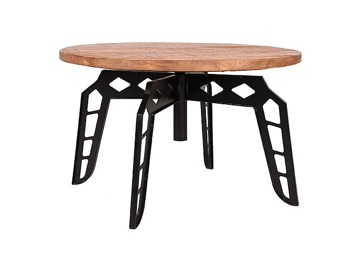 Table basse Pebble - Brut - Bois de manguier - Ronde - 80 cm