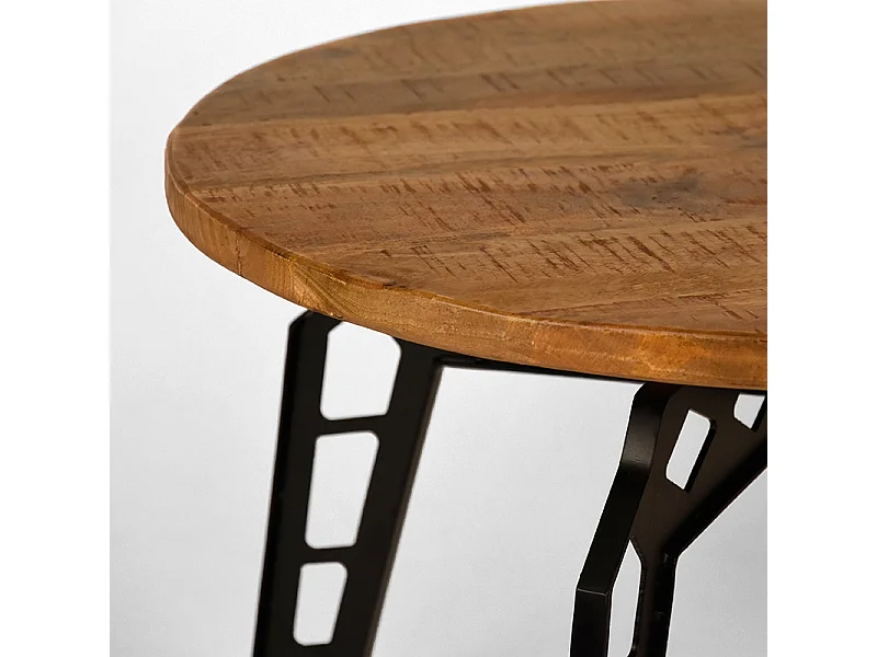 Salontafel Pebble - Rough - Mangohout - Rond - 80 cm