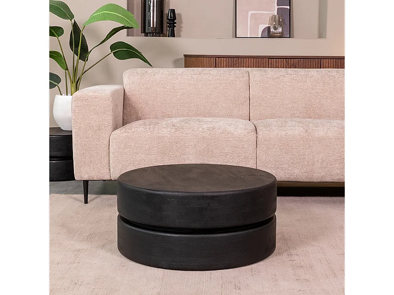 Salontafel Milly - Zwart - Mangohout - 70 cm