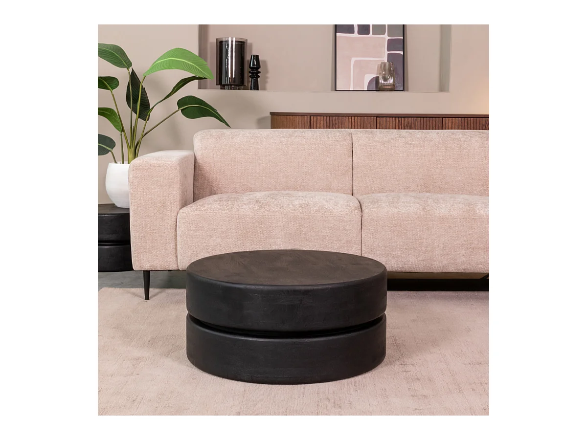 Milly Couchtisch - Schwarz - Mangoholz - 70 cm