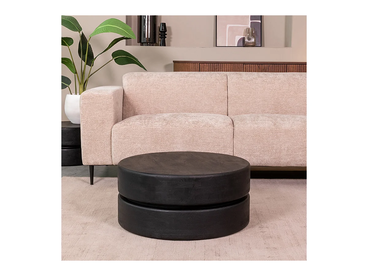 Table basse Milly - Noir - Bois de manguier - 70 cm