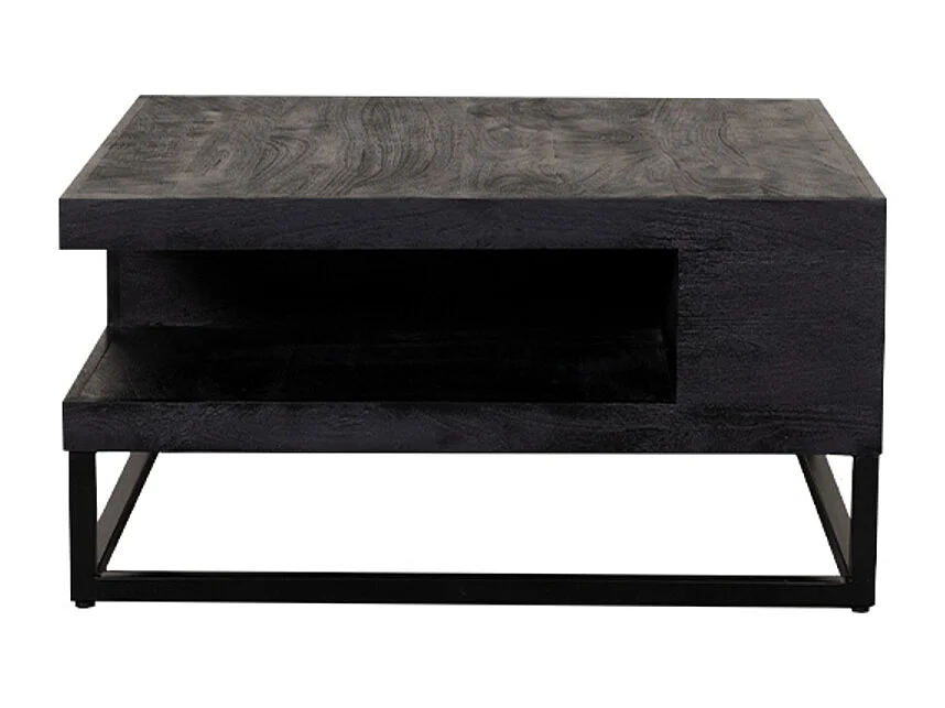 Würfelförmiger Couchtisch - Schwarz - Mangoholz - 80x80x40 cm