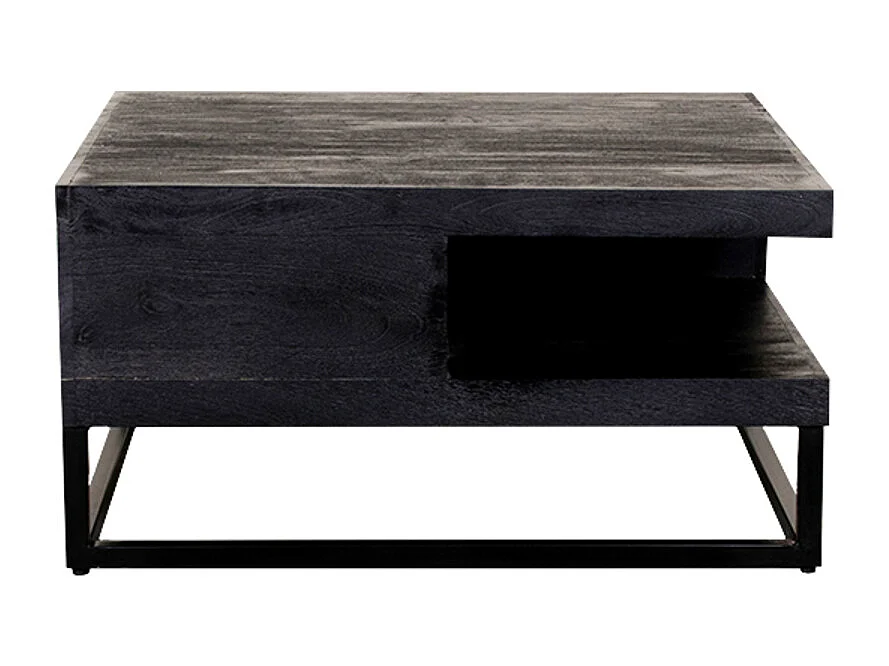 Würfelförmiger Couchtisch - Schwarz - Mangoholz - 80x80x40 cm