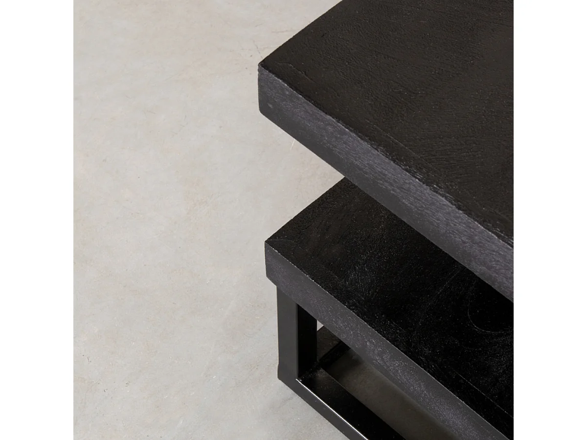 Würfelförmiger Couchtisch - Schwarz - Mangoholz - 80x80x40 cm