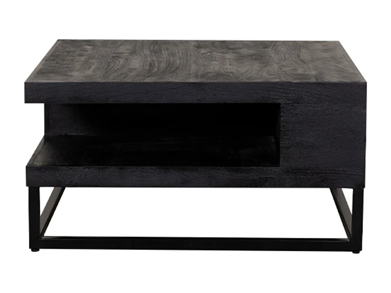 Würfelförmiger Couchtisch - Schwarz - Mangoholz - 80x80x40 cm