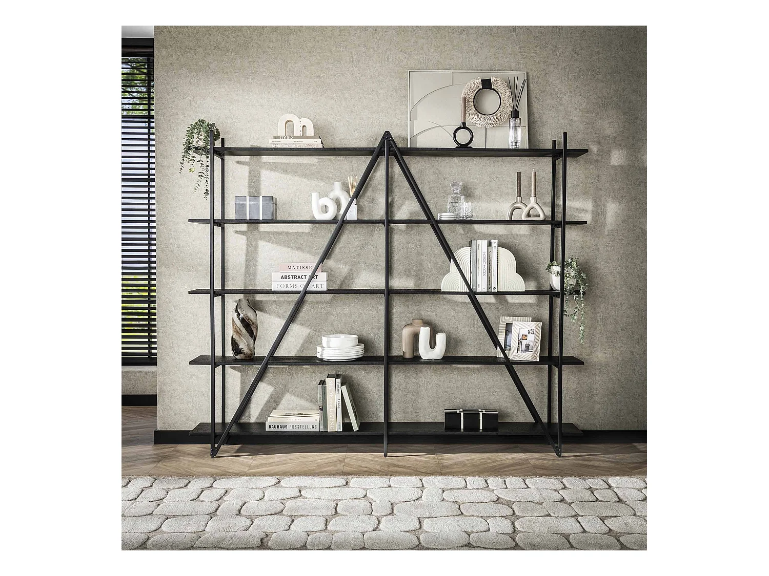 Étagère murale 220 cm XL 5 niveaux Piega - Gris