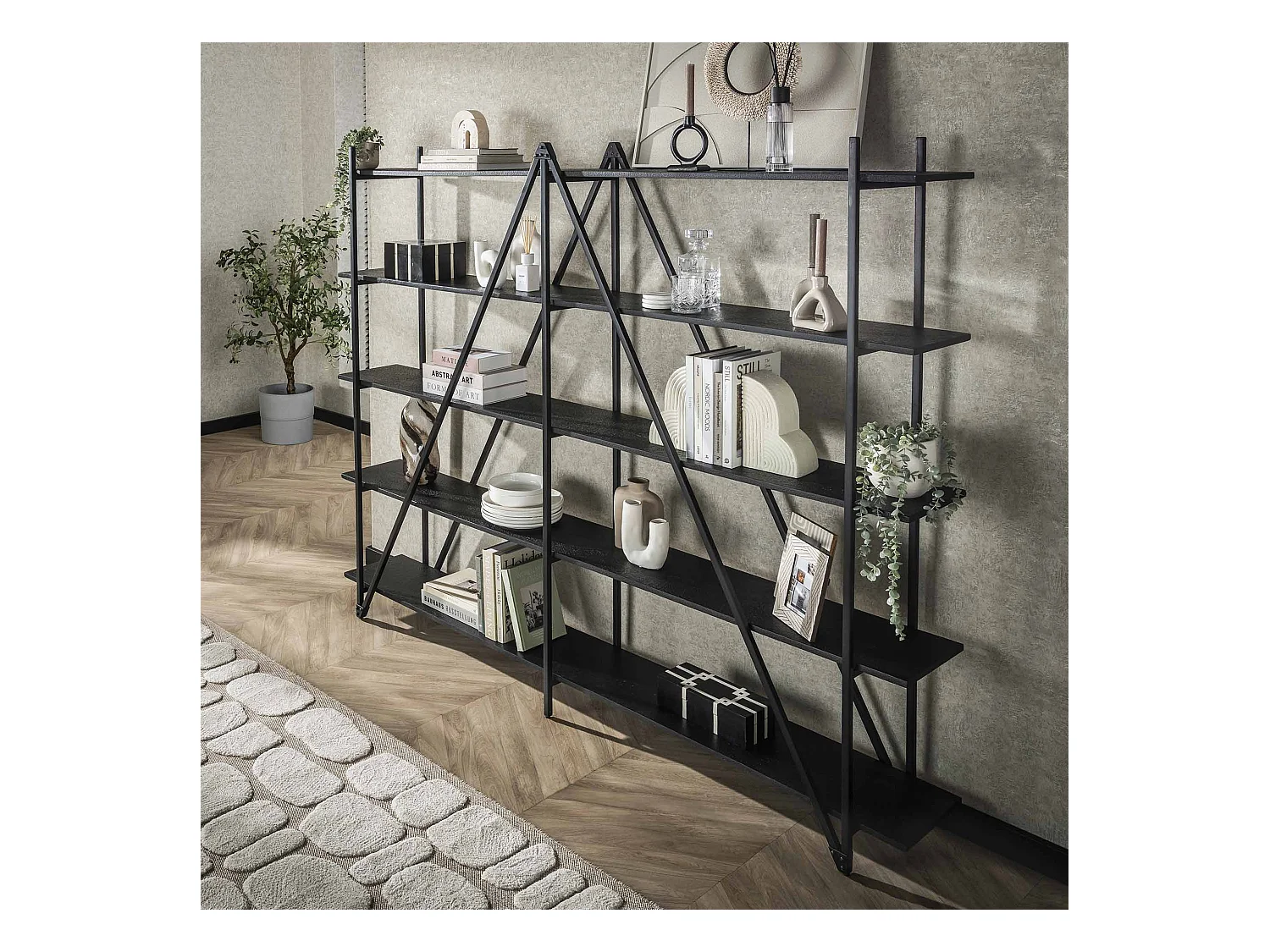 Étagère murale 220 cm XL 5 niveaux Piega - Gris