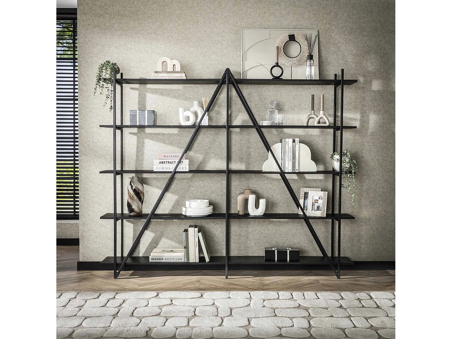 Étagère murale 220 cm XL 5 niveaux Piega - Gris