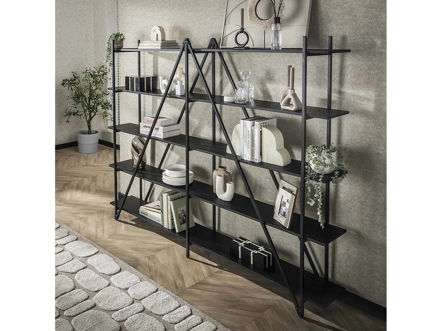 Étagère murale 220 cm XL 5 niveaux Piega - Gris