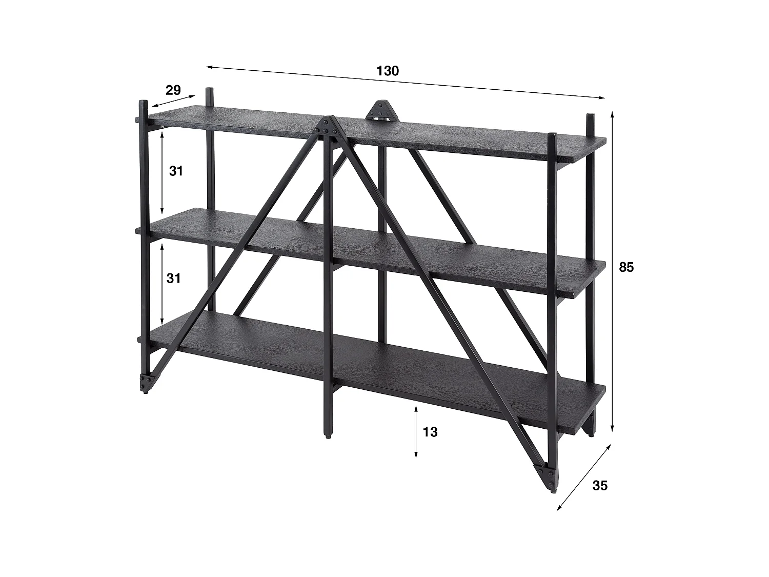 Étagère murale 130 cm 3 niveaux Piega - Gris