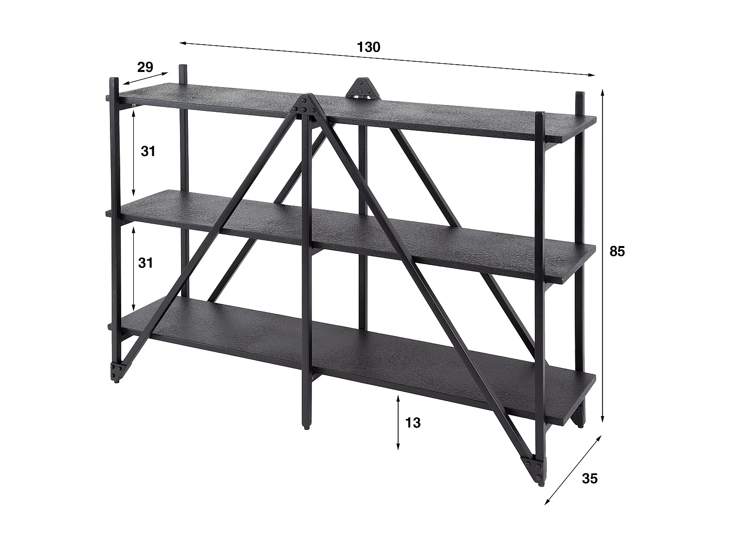 Étagère murale 130 cm 3 niveaux Piega - Gris