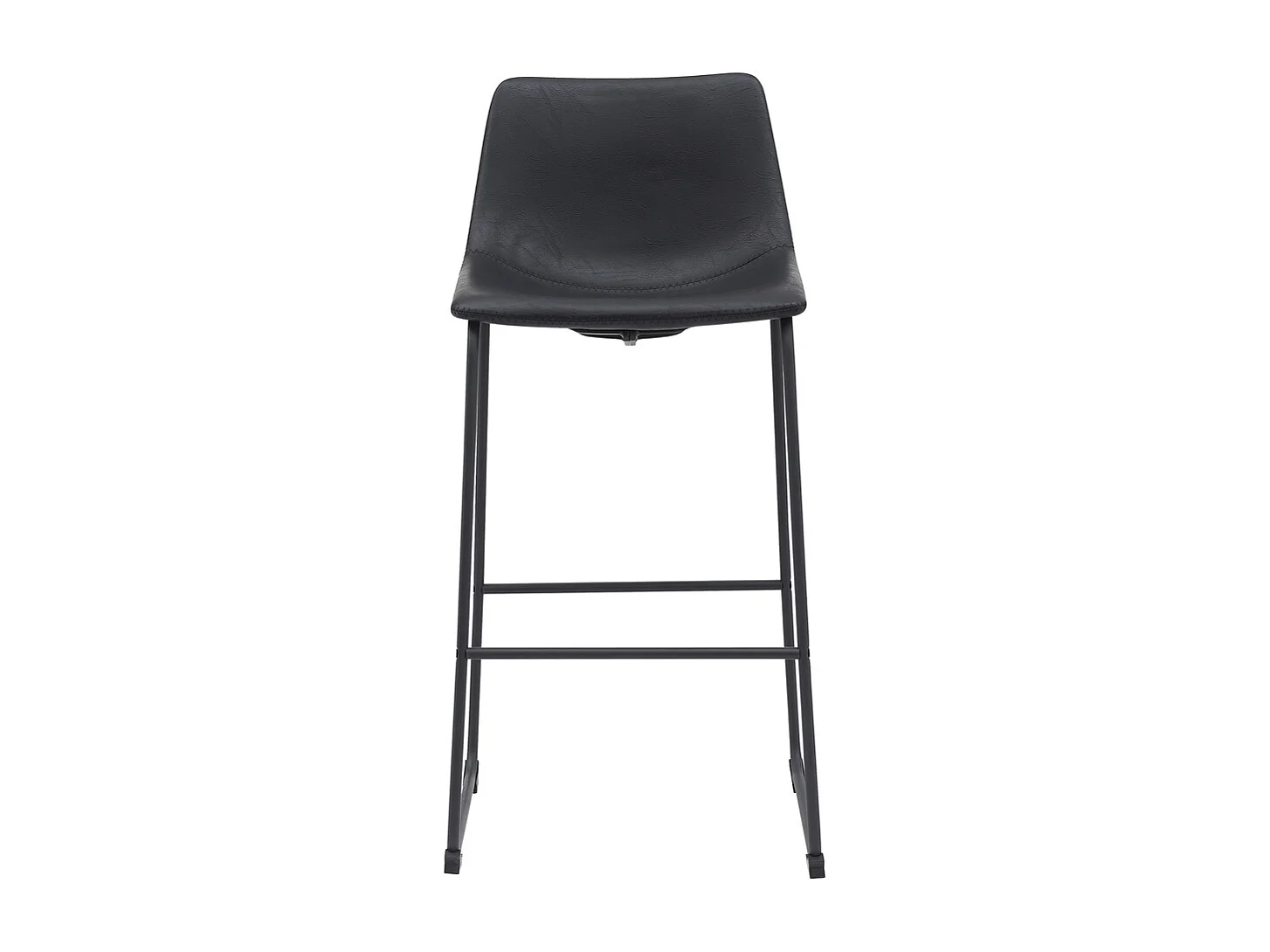 Tabouret de bar Risto - Noir - Cuir PU - Hauteur d'assise 75 - Lot de 2