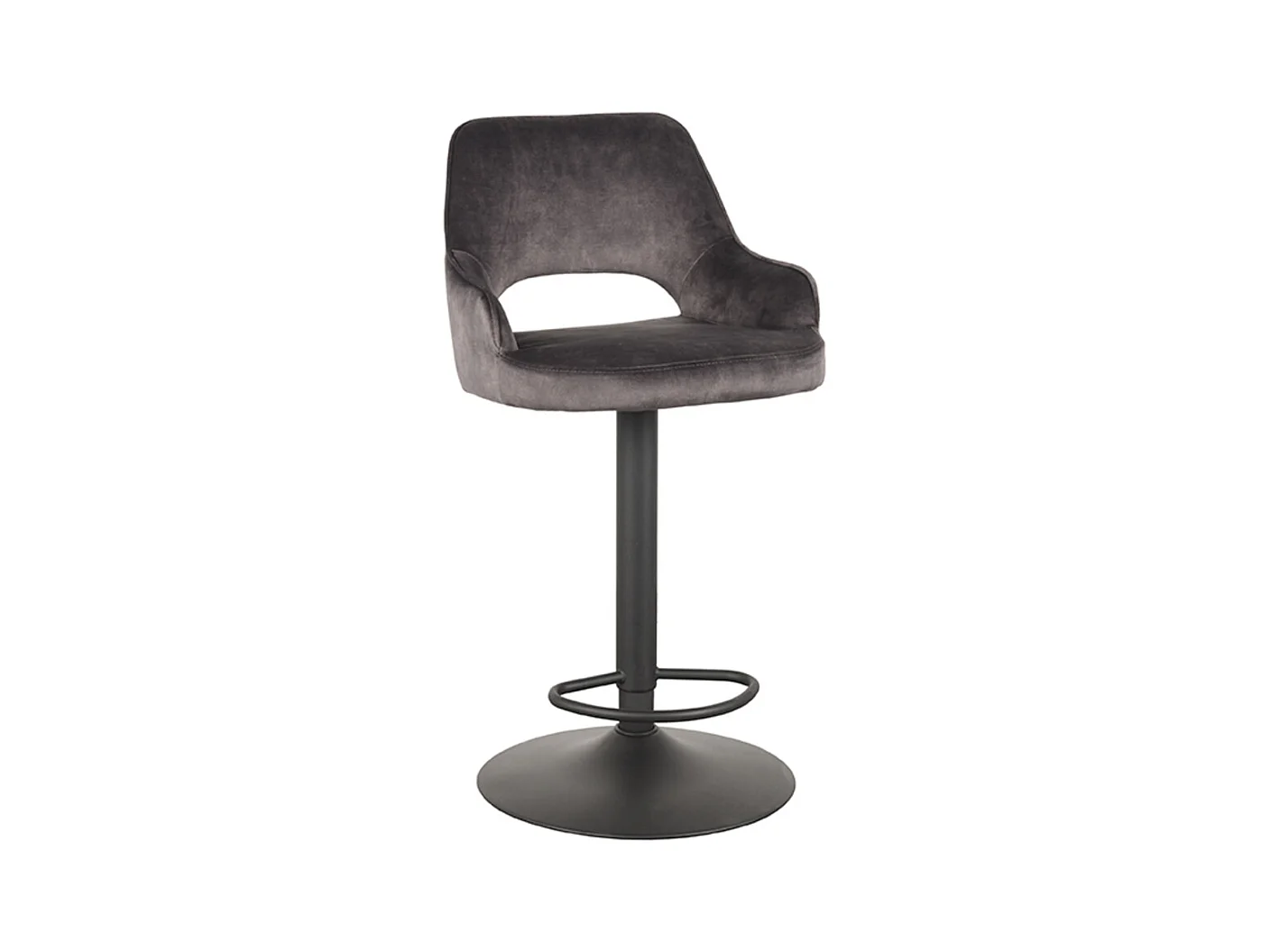 Tabouret de bar Fer - Anthracite - Velours - 47 x 45 cm - lot de 2