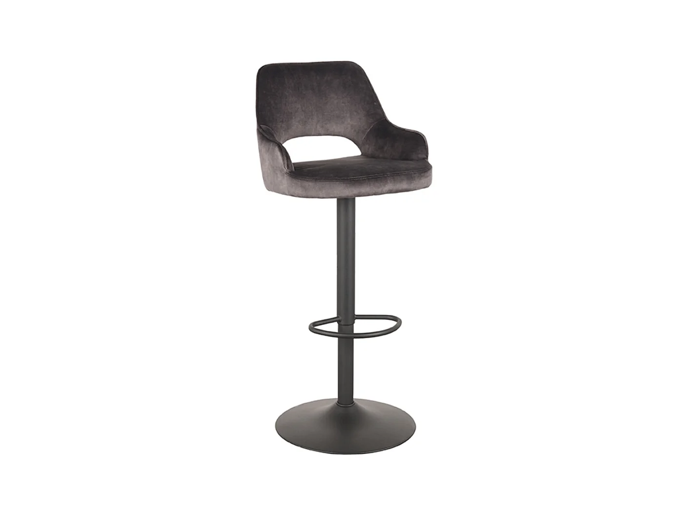 Tabouret de bar Fer - Anthracite - Velours - 47 x 45 cm - lot de 2