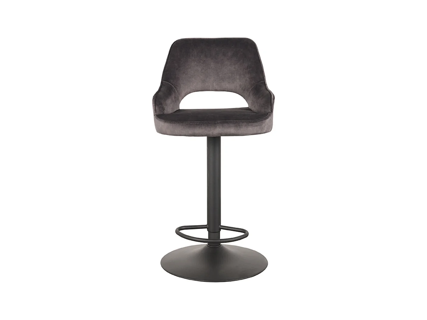 Tabouret de bar Fer - Anthracite - Velours - 47 x 45 cm - lot de 2