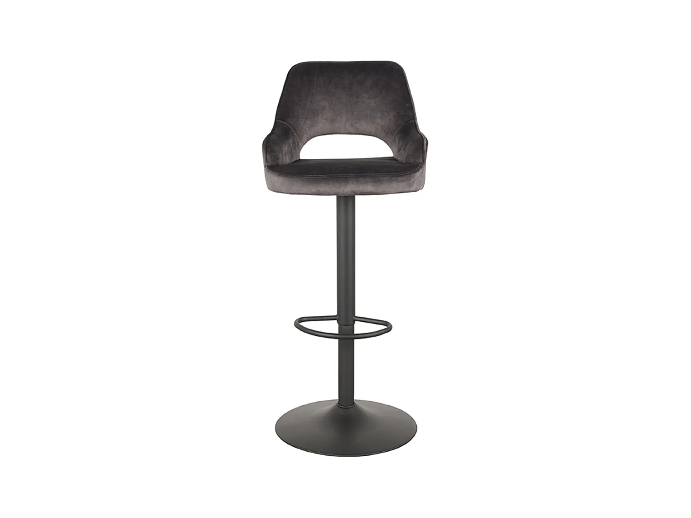 Tabouret de bar Fer - Anthracite - Velours - 47 x 45 cm - lot de 2