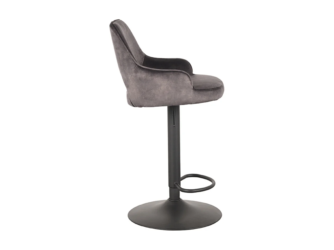 Tabouret de bar Fer - Anthracite - Velours - 47 x 45 cm - lot de 2
