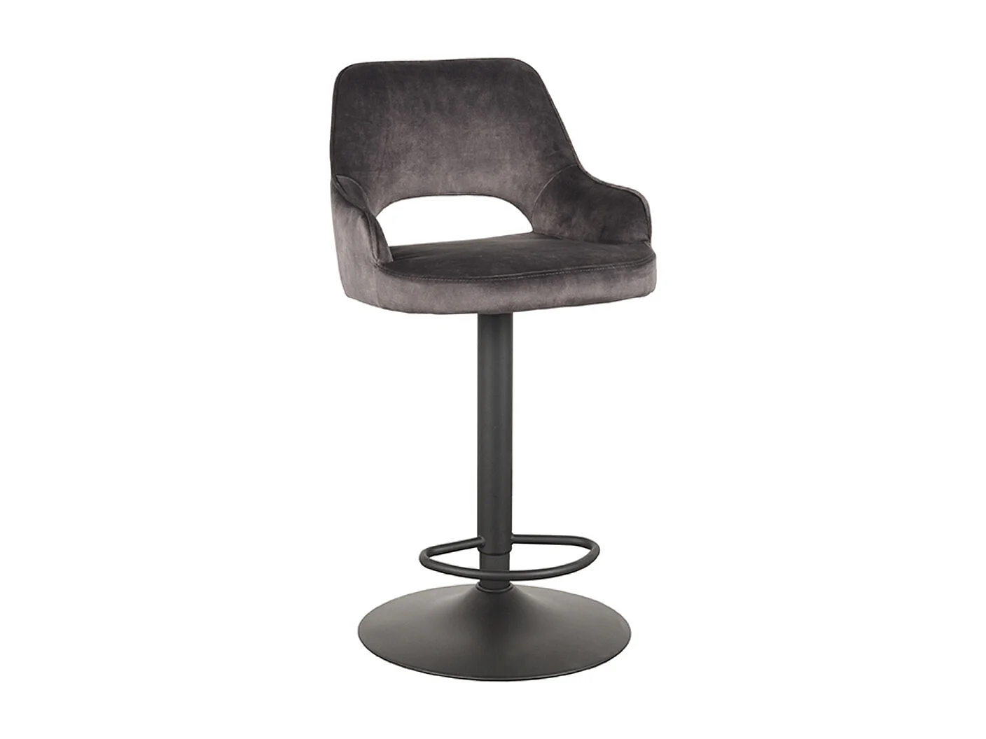 Tabouret de bar Fer - Anthracite - Velours - 47 x 45 cm - lot de 2