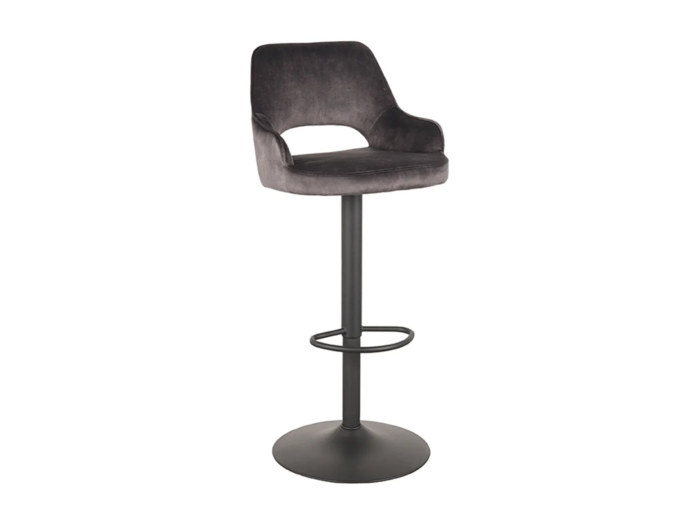 Tabouret de bar Fer - Anthracite - Velours - 47 x 45 cm - lot de 2
