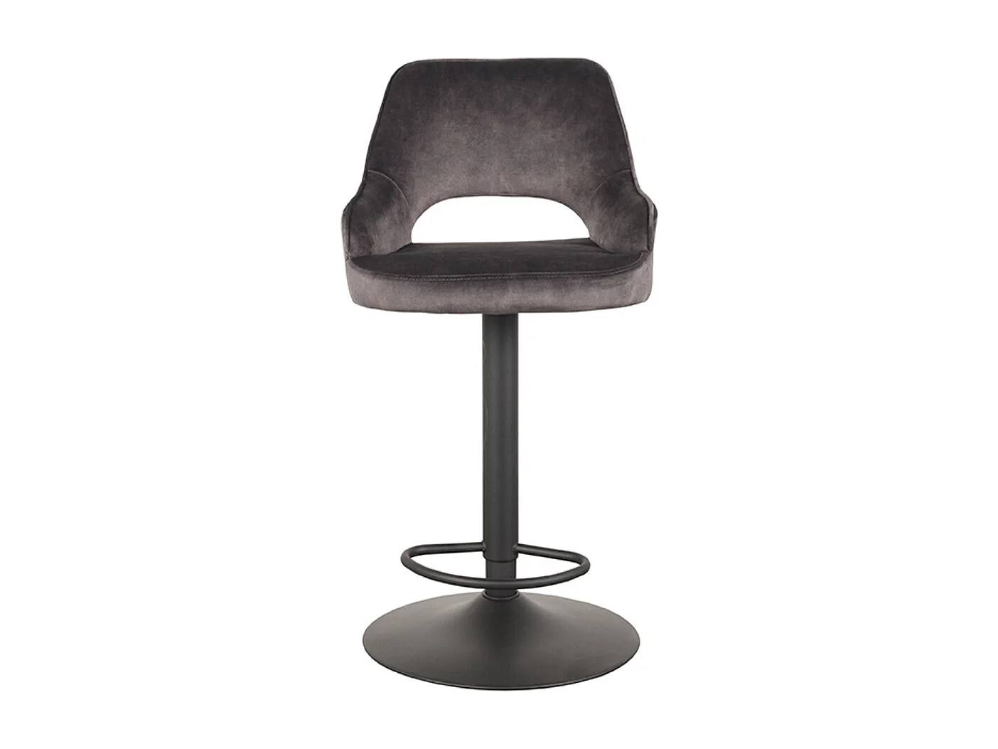 Tabouret de bar Fer - Anthracite - Velours - 47 x 45 cm - lot de 2