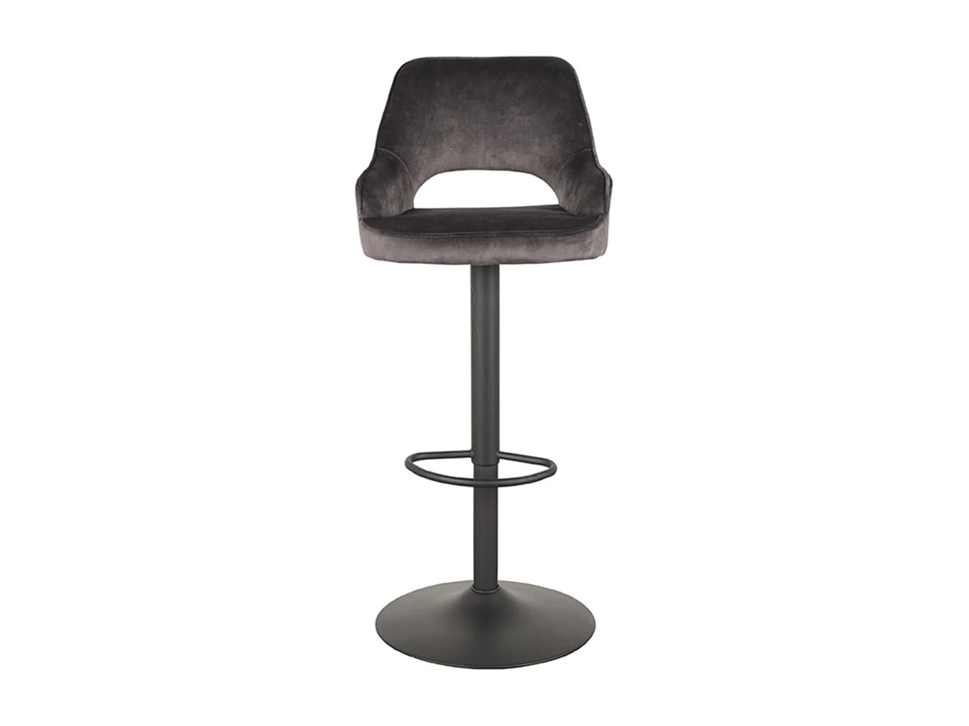 Tabouret de bar Fer - Anthracite - Velours - 47 x 45 cm - lot de 2