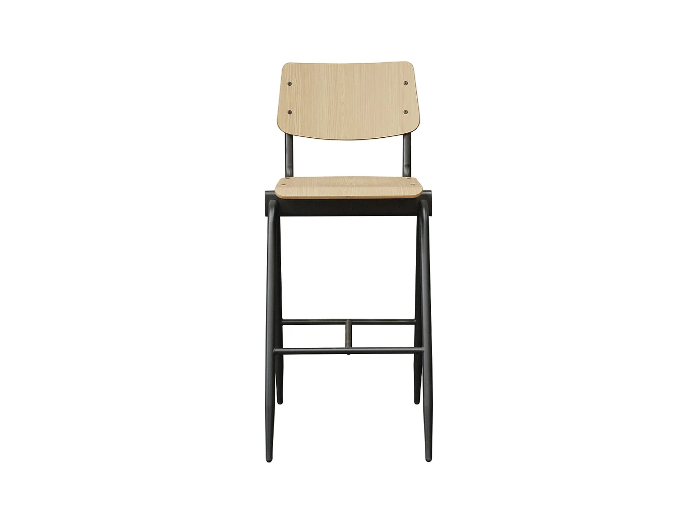 Tabouret de bar massif - Naturel - Bois - Hauteur d'assise 75 - lot de 2