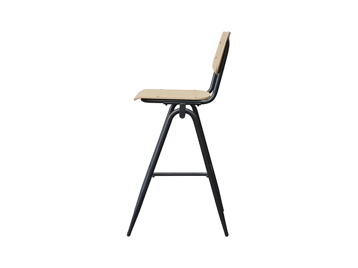 Tabouret de bar massif - Naturel - Bois - Hauteur d'assise 75 - lot de 2