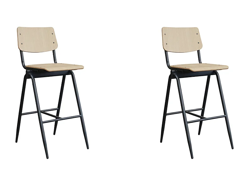 Barhocker Massiv - Natur - Holz - Sitzhöhe 75 - 2er Set