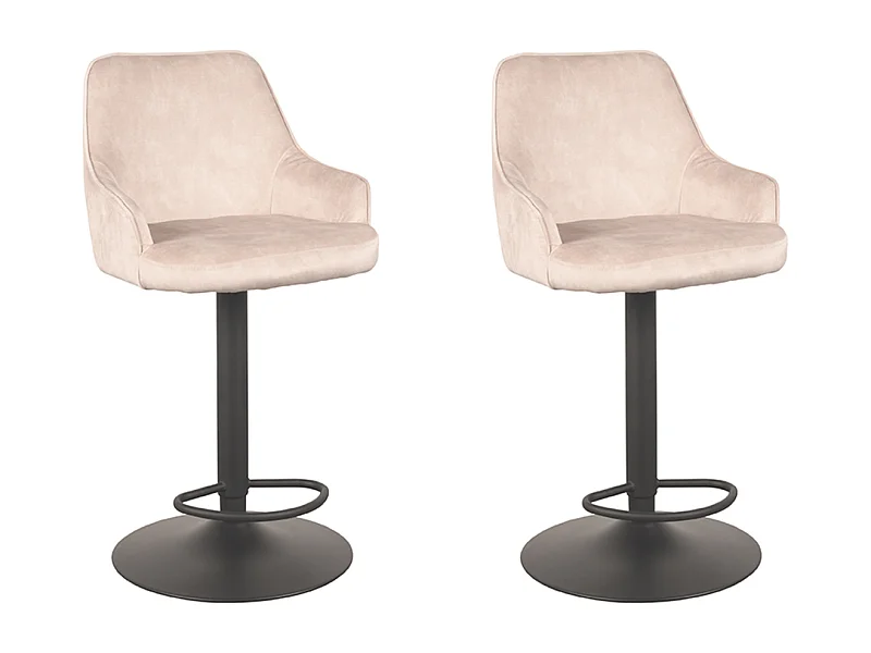 Tabouret de bar Fender - Naturel - Velours - 42 x 40 cm - lot de 2