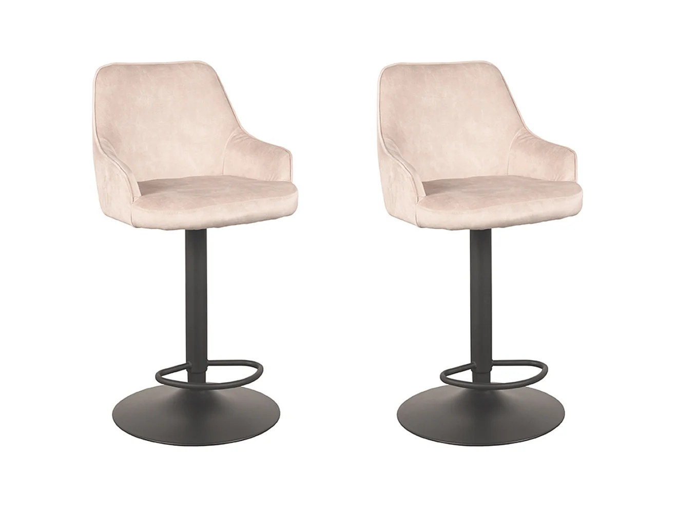 Tabouret de bar Fender - Naturel - Velours - 42 x 40 cm - lot de 2