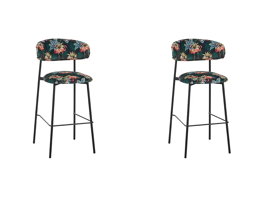 Tabouret de bar Ferry - Multicolore - Velours - lot de 2