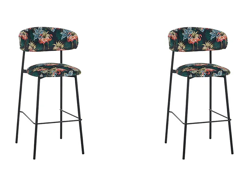 Tabouret de bar Ferry - Multicolore - Velours - lot de 2