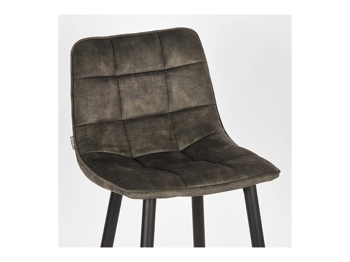 Tabouret de bar Jelt - Hunter - Velours - 48x45x107 cm - lot de 2