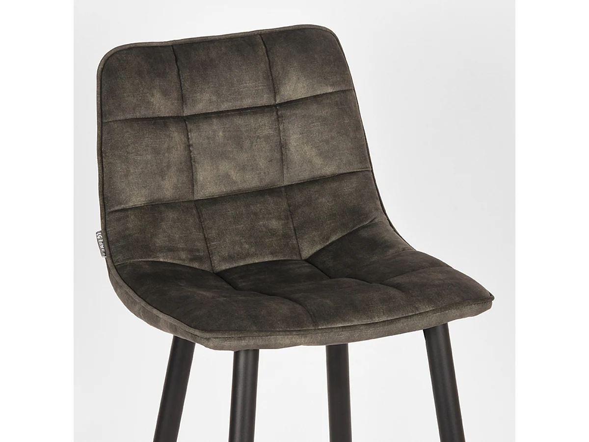 Tabouret de bar Jelt - Hunter - Velours - 48x45x107 cm - lot de 2