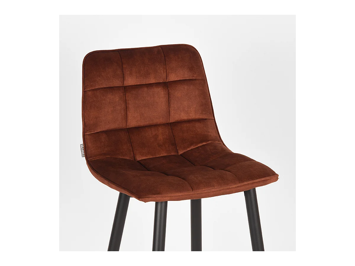 Tabouret de bar Jelt - Rouille - Velours - lot de 2