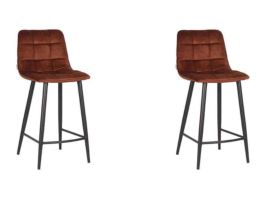 Tabouret de bar Jelt - Rouille - Velours - lot de 2