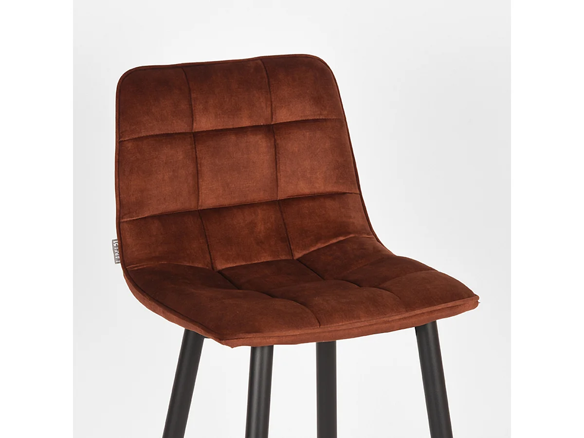 Tabouret de bar Jelt - Rouille - Velours - lot de 2