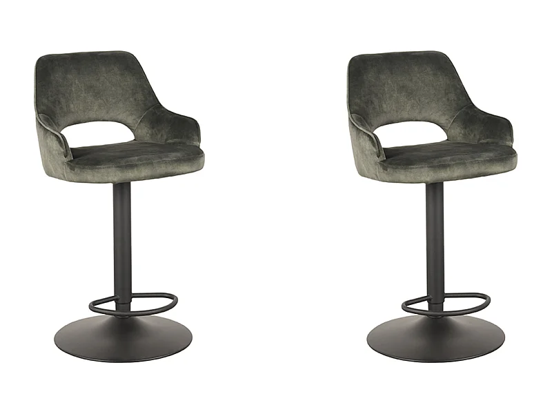 Tabouret de bar Fer - Hunter - Velours - 47 x 45 cm - lot de 2