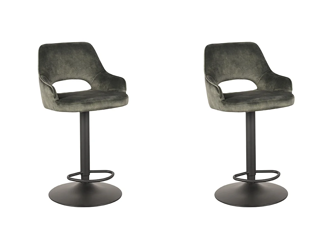 Tabouret de bar Fer - Hunter - Velours - 47 x 45 cm - lot de 2
