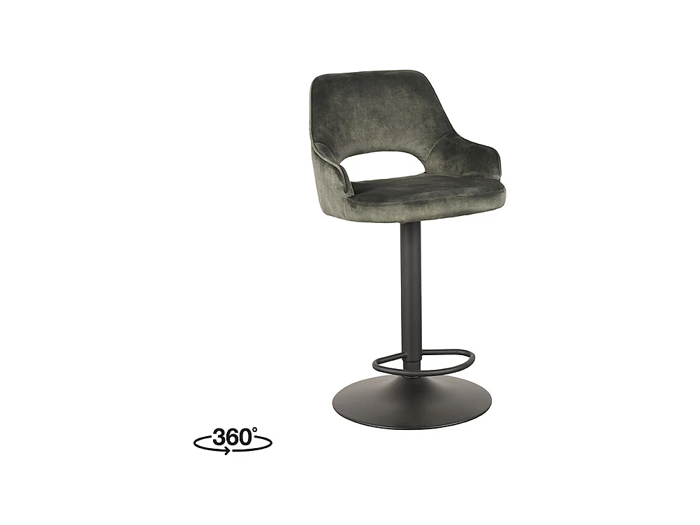 Tabouret de bar Fer - Hunter - Velours - 47 x 45 cm - lot de 2