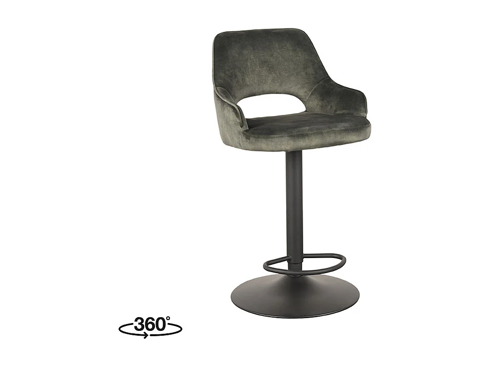 Tabouret de bar Fer - Hunter - Velours - 47 x 45 cm - lot de 2