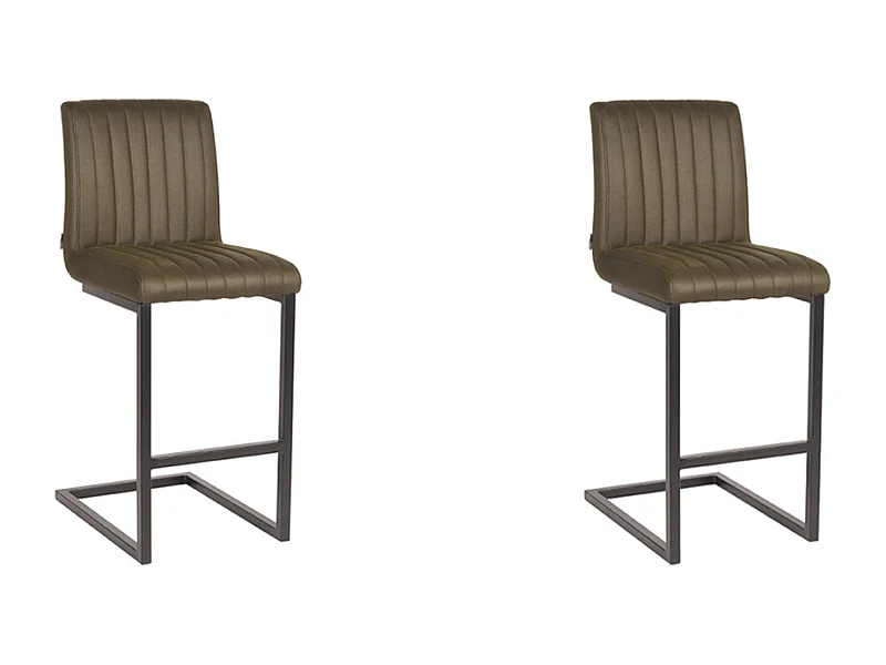 Tabouret de bar Milo - Vert armée - Microfibre - lot de 2