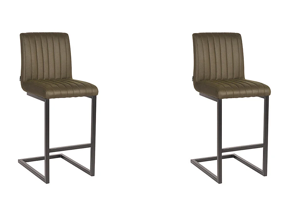 Tabouret de bar Milo - Vert armée - Microfibre - lot de 2