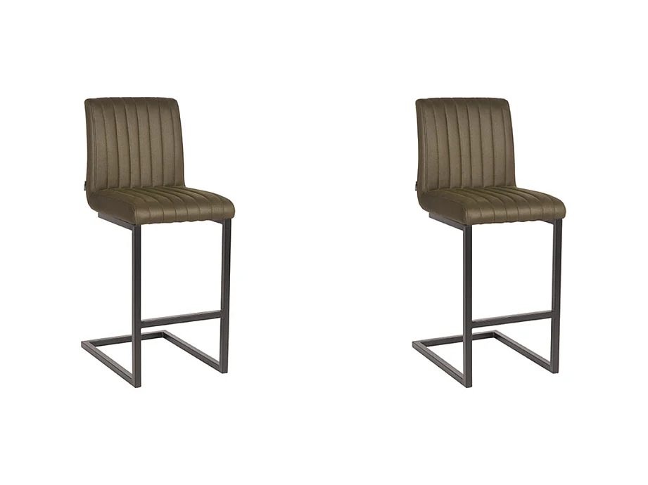 Tabouret de bar Milo - Vert armée - Microfibre - lot de 2