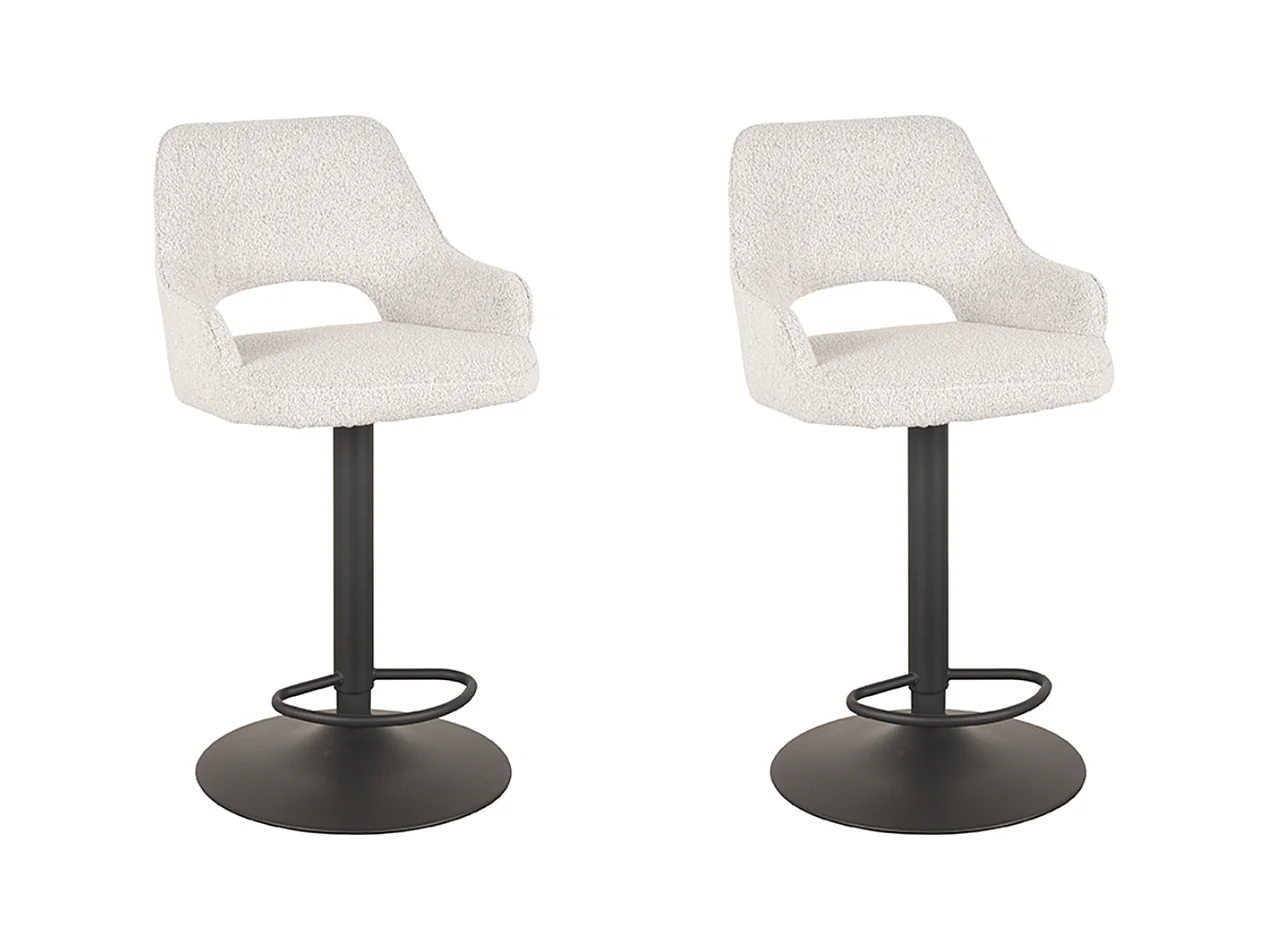 Tabouret de bar Fer - Blanc - Boucle - 47 x 45 cm - lot de 2