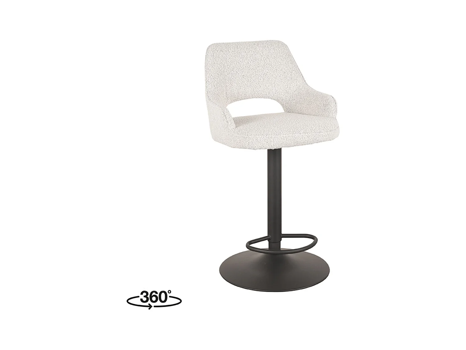 Tabouret de bar Fer - Blanc - Boucle - 47 x 45 cm - lot de 2