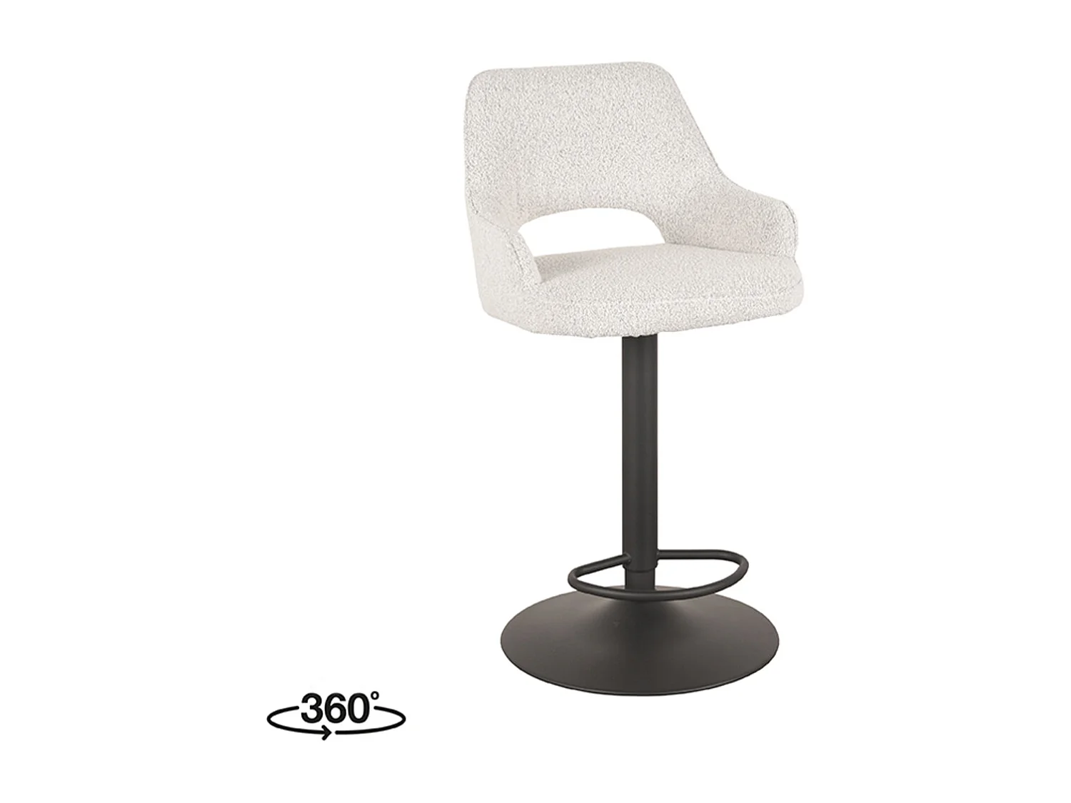 Tabouret de bar Fer - Blanc - Boucle - 47 x 45 cm - lot de 2