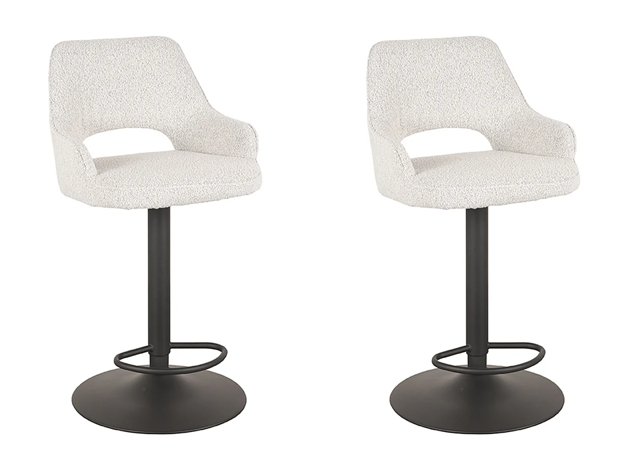 Tabouret de bar Fer - Blanc - Boucle - 47 x 45 cm - lot de 2