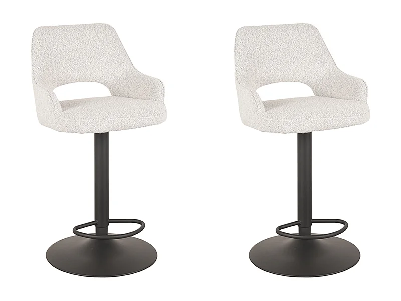 Tabouret de bar Fer - Blanc - Boucle - 47 x 45 cm - lot de 2